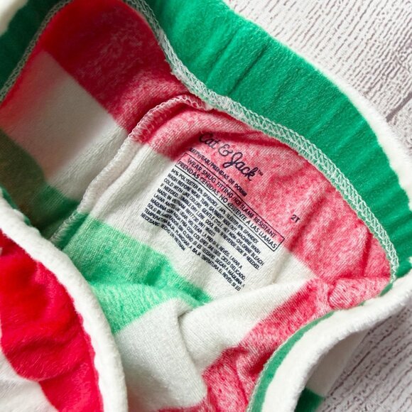 Cat & Jack Holiday Stripe Snuggly Soft Pajamas - Picture 3 of 4